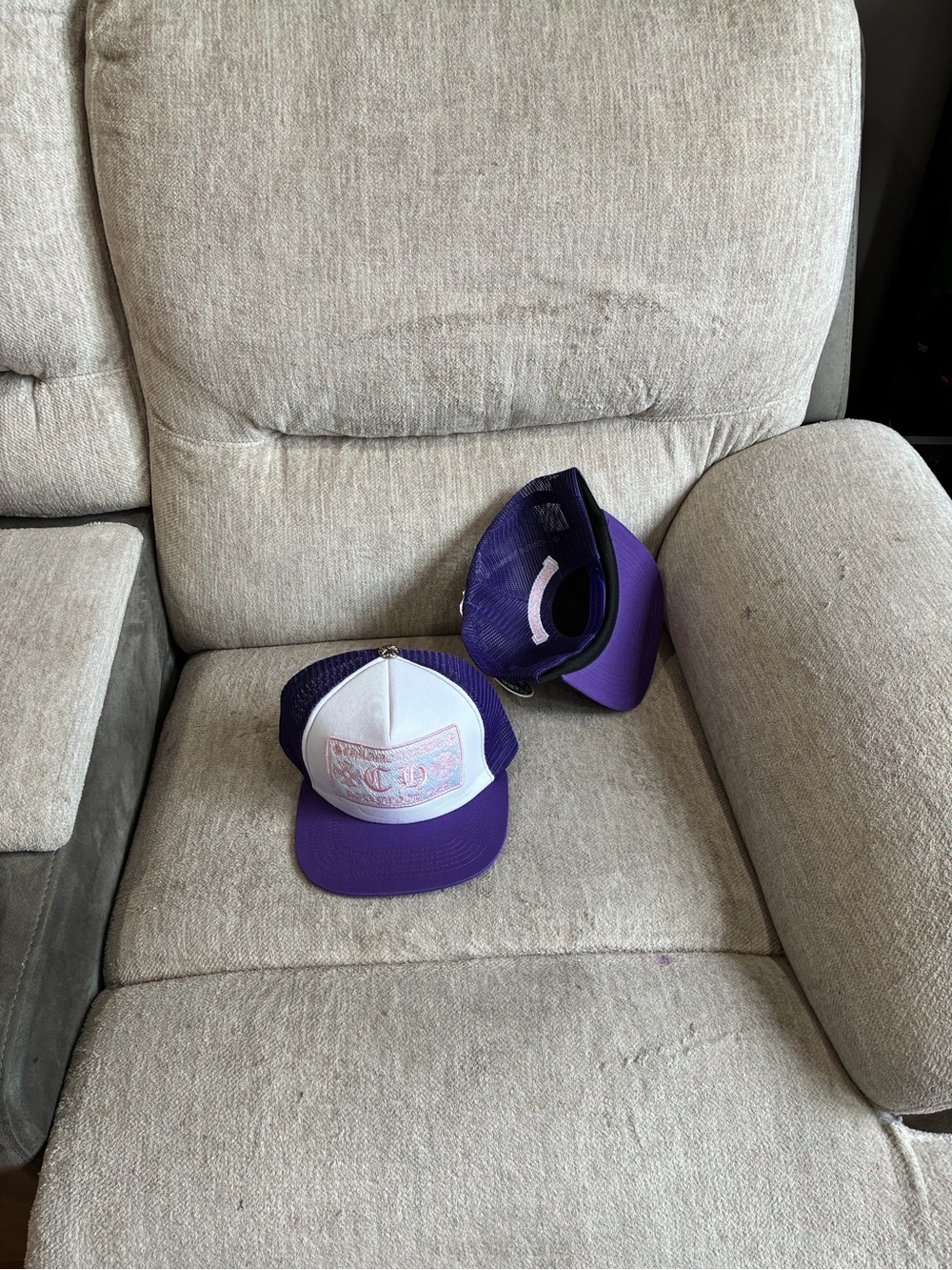 Chrome Hearts Purple and White Trucker Hat